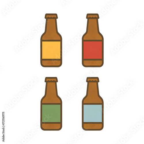 色とりどりのビールボトルセット｜Colorful Beer Bottles Set