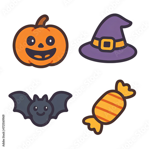 ハロウィンアイコンセット（かわいい）｜Halloween Icons Set (Cute)