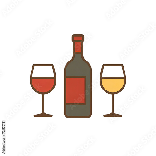 ワインボトルとグラス｜Wine Bottle and Glasses