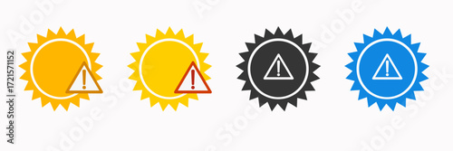 Vector art of sun warning icon set collection of sun hazard icons, including heatwave, sunburn, and uv radiation vector illustration of sun alert and sun safety