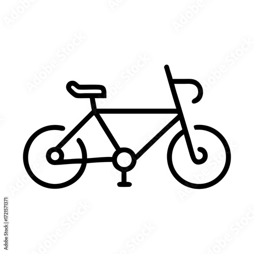 Bicycle illustration featuring a sleek design with distinct lines and curves, showcasing the essence of cycling culture and outdoor adventure in a minimalist style