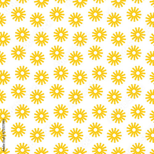 Bright summer pattern with abstract doodle sun. sunshine texture. cute solar shapes
