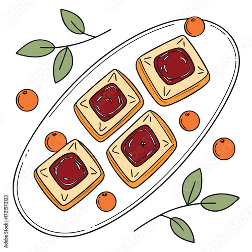 Kolache pastry with a fruit filling on a Danish Adobe Illustrator Artwork