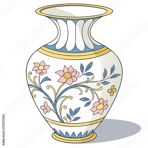 A decorative ornamental flowers vessel Adobe Illustrator Artwork