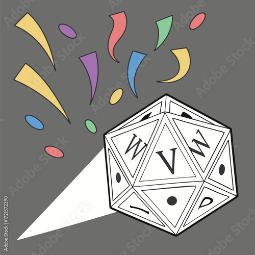 A D20 die for tabletop role-playing games Dungeons & Dragons
