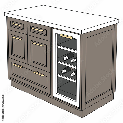 A kitchen island or storage cabinet silhouette Adobe Illustrator Artwork