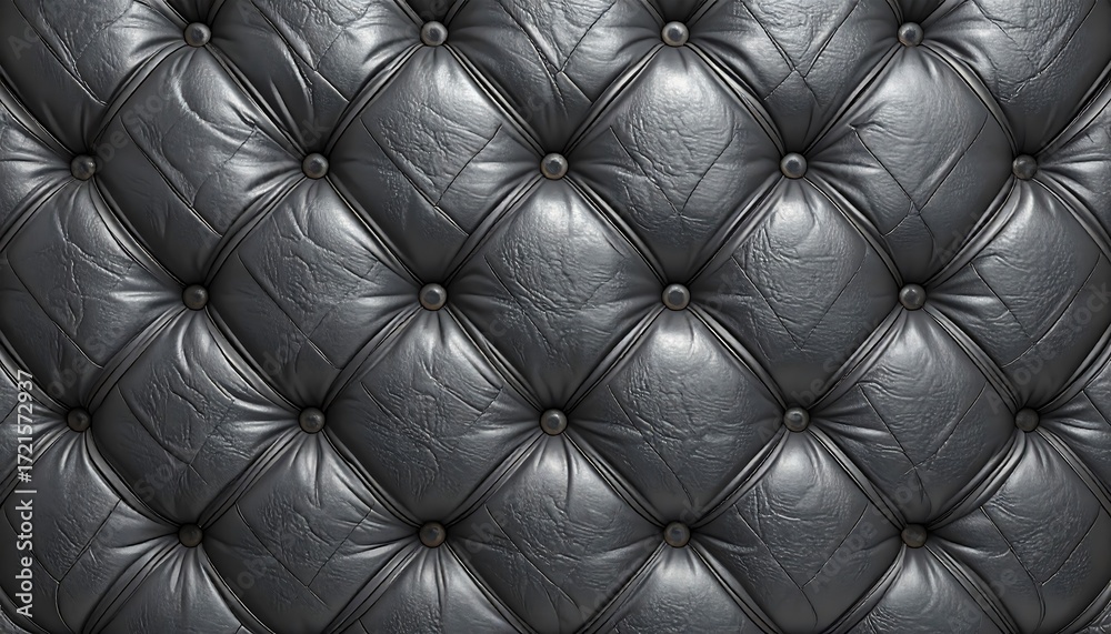 Obraz premium Dark gray leather upholstery with diamond quilting