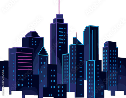 A futuristic urban landscape illuminated by neon, reflected in nighttime water, ideal for digital art