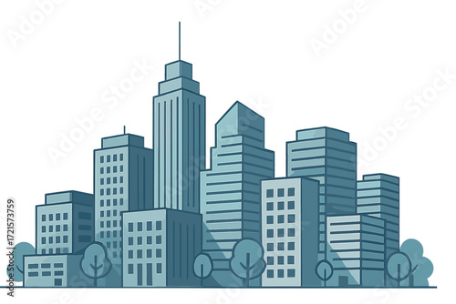 Skyscrapers in a modern urban landscape blend architecture, cityscape, business, and finance