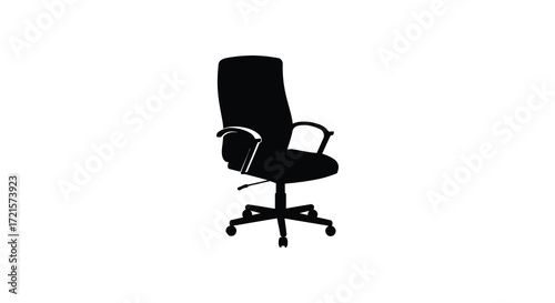 Simple black silhouette of a modern office chair on a white background