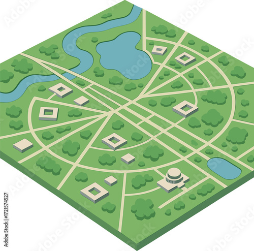 D aerial model of the planned national capital on a transparent background