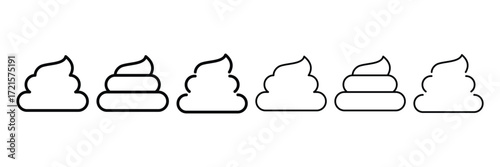 Poop vector set. Dirty Poop line Icons Collection. Excrement, dung, poo, scat, shit vector collection. Poo outline illustration