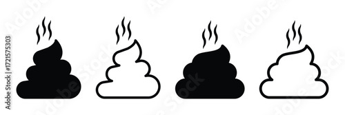 Poop vector set. Animal poo icon. Excrement, dung, poo, scat vector collection. Poop Icon vector illustration. 