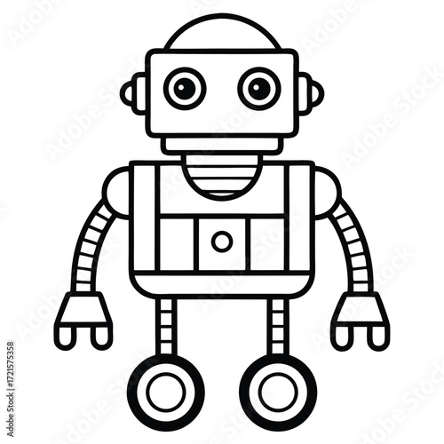 Simple robot body illustration isolated on white background
