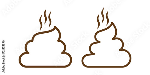 Poop vector design. Brown poop vector line set. Vector poo Symbols for Mobile App, Chat Sticker, and Meme Design