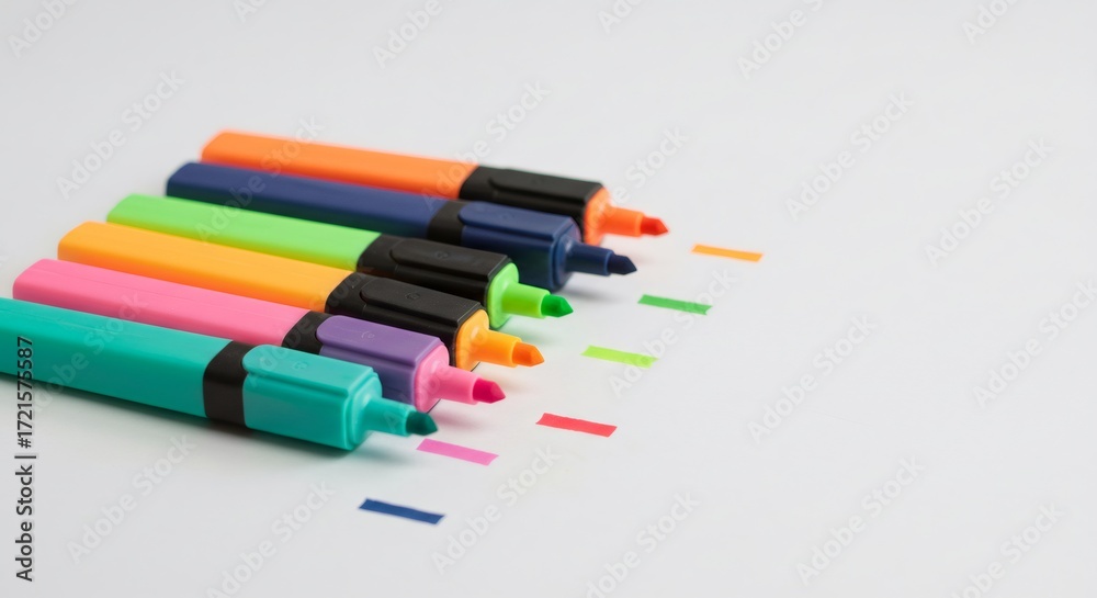 Naklejka premium Colorful Highlighters on White Background