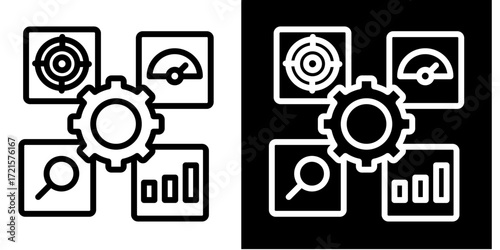 Dmaic Model  Icon Set White Style Collection
