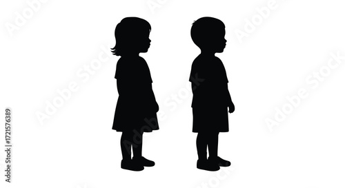 Silhouettes of two children standing side by side facing away from each other