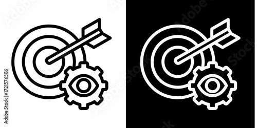 Vision And Mission  Icon Set White Style Collection
