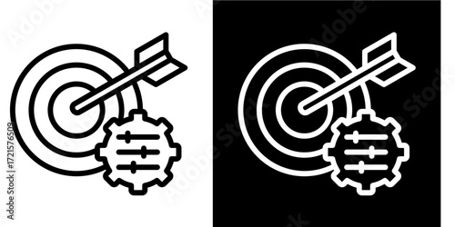 Goal Setting  Icon Set White Style Collection
