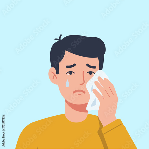 Man Cry and fustation flat illustrtion