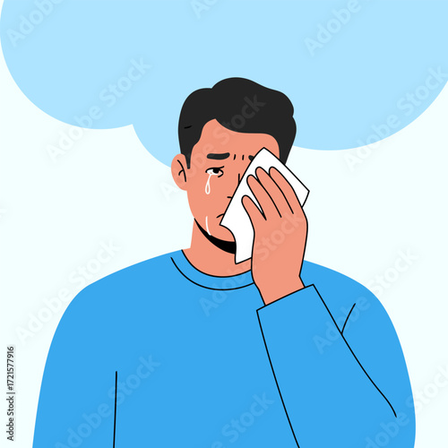 Man Cry and fustation flat illustrtion