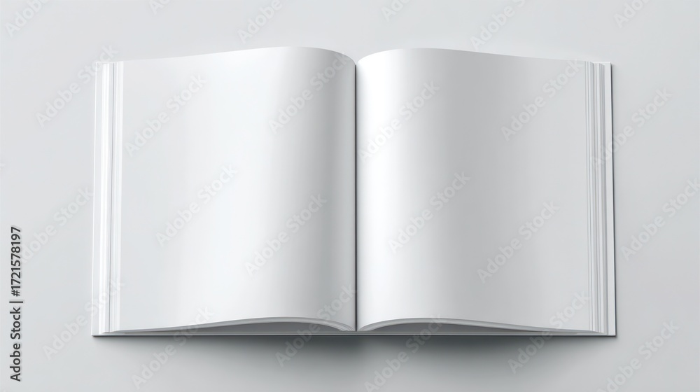 Naklejka premium Two open blank pages of a hardcover book on a plain white surface, ready for text or images
