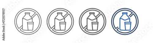 
allergen-free outline icon set with milk bottle and glass design