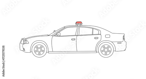 Line drawing of a sedan with a red light on the roof