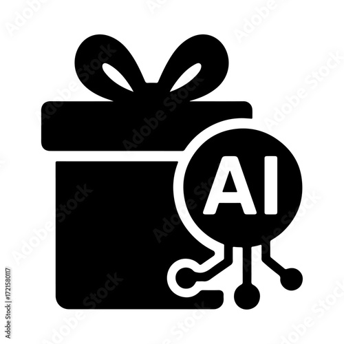 AI gift logistics icon, smart delivery system, intelligent package tracking, automated gift shipping, AI delivery optimization, digital gift management