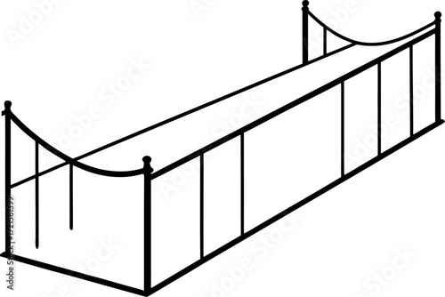 red bridge over white background