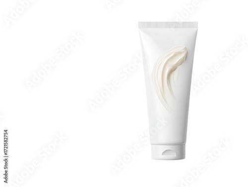 White tube of cream with creamy smear