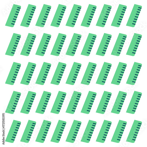 Creative seamless pattern featuring colorful rulers arranged in a clean repeat design with precise lines and playful geometry, ideal for school supplies, stationery, fabric prints, backgrounds, and ed