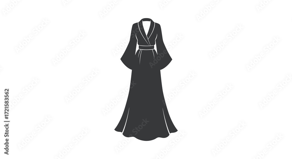 Naklejka premium Elegant black kimono illustration a traditional japanese garment on white background