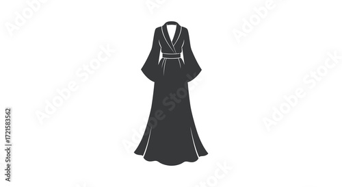 Elegant black kimono illustration a traditional japanese garment on white background