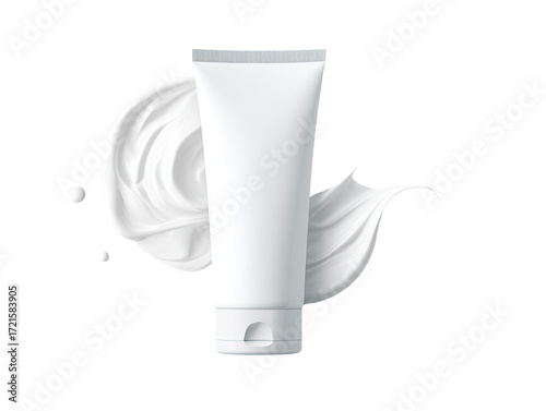 White tube of cream with flowing cream design