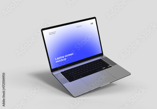 Floating Modern Laptop Screen Mockup PSD for Website & App Display