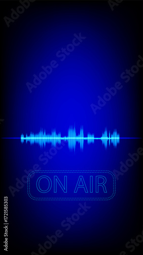 On Air Radio Broadcast with Sound Wave Spectrum Background