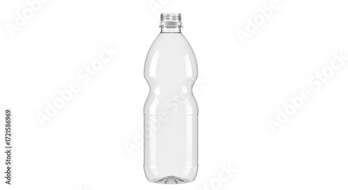 Fotografie Isolated clear empty plastic bottle for water or soda against a neutral backgrou