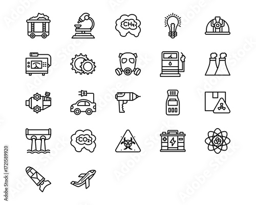 Nuclear Energy Line Vector Icons