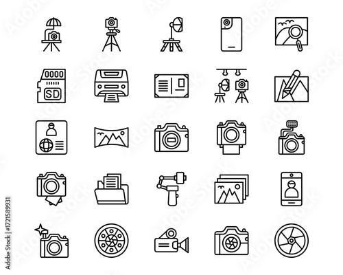Photography Line Vector Icons