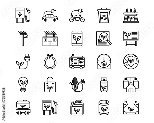 Sustainable Energy Line Vector Icons