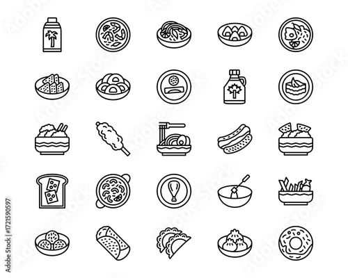 World Cuisine Line Vector Icons