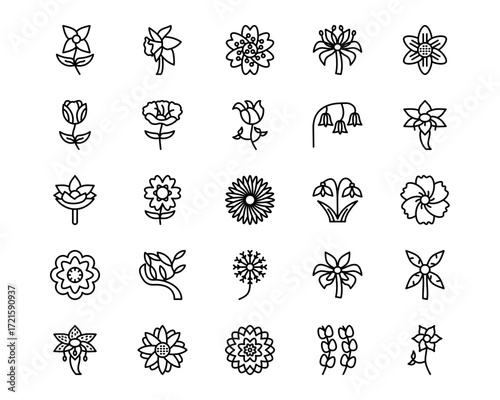 Flowers Line Vector Icons