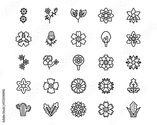 Flowers Line Vector Icons