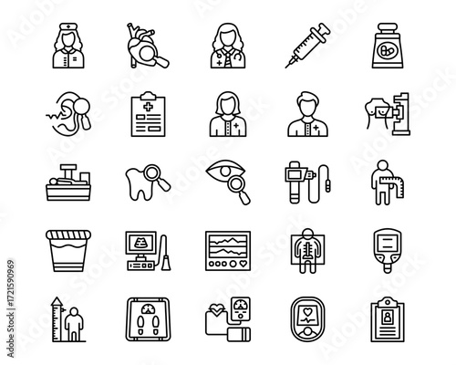 Health Checkup Line Vector Icons