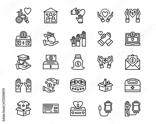 Donations Line Vector Icons