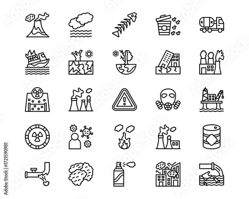 Pollution Line Vector Icons