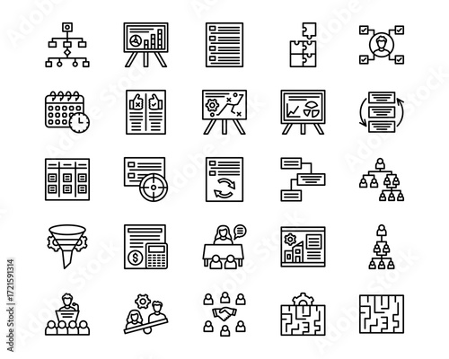 Project Management Line Vector Icons