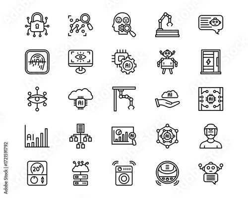 Artificial Intelligence Line Vector Icons